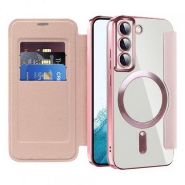 Husa MagSafe pentru Samsung Galaxy S22 5G S901 Techsuit SmartMag Book (Roz)