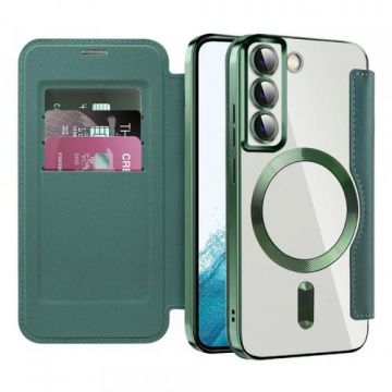 Husa MagSafe pentru Samsung Galaxy S22 5G S901 Techsuit SmartMag Book (Verde)