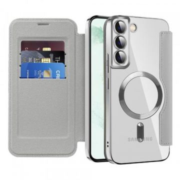 Husa MagSafe pentru Samsung Galaxy S22+ 5G S906 Techsuit SmartMag Book (Gri)