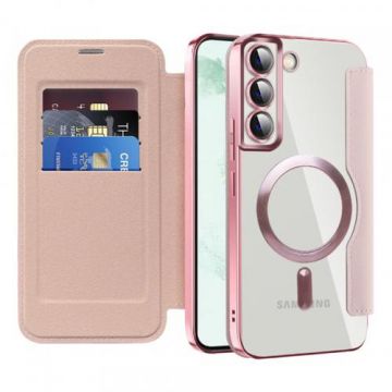 Husa MagSafe pentru Samsung Galaxy S22+ 5G S906 Techsuit SmartMag Book (Roz)