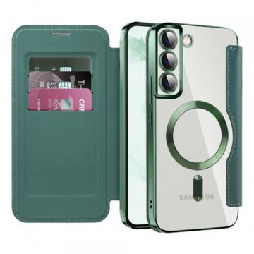 Husa MagSafe pentru Samsung Galaxy S22+ 5G S906 Techsuit SmartMag Book (Verde)