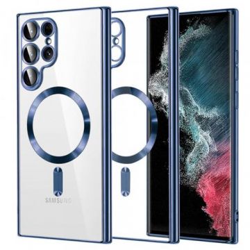 Husa MagSafe pentru Samsung Galaxy S22 Ultra 5G S908, Techsuit, Luxury Crystal (Albastru)