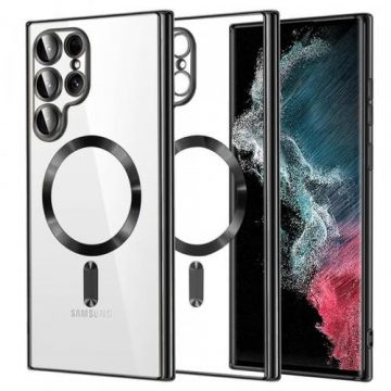 Husa MagSafe pentru Samsung Galaxy S22 Ultra 5G S908, Techsuit, Luxury Crystal (Negru)