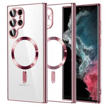 Husa MagSafe pentru Samsung Galaxy S22 Ultra 5G S908, Techsuit, Luxury Crystal (Roz)