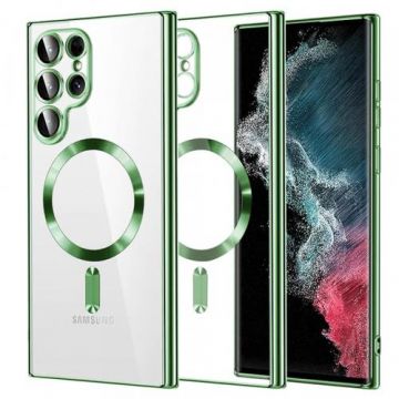 Husa MagSafe pentru Samsung Galaxy S22 Ultra 5G S908, Techsuit, Luxury Crystal (Verde Deschis)