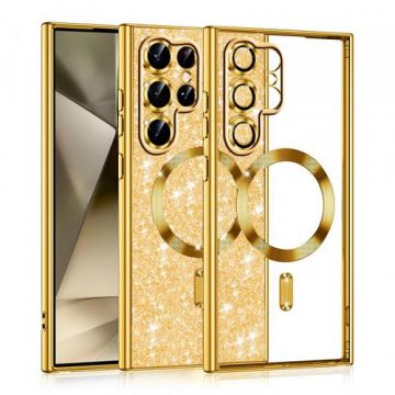 Husa MagSafe pentru Samsung Galaxy S22 Ultra 5G S908, Techsuit, Luxury Glitter (Auriu)
