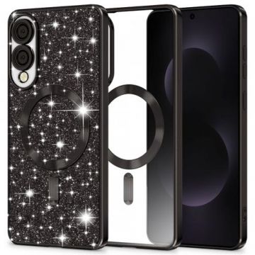 Husa MagSafe pentru Samsung Galaxy S25 Edge S937, Techsuit, Luxury Glitter, Neagra
