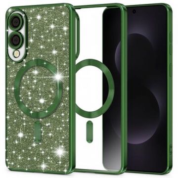 Husa MagSafe pentru Samsung Galaxy S25 Edge S937, Techsuit, Luxury Glitter, Verde Inchis