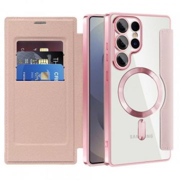 Husa MagSafe pentru Samsung Galaxy S25 Ultra S938 Techsuit SmartMag Book (Roz)
