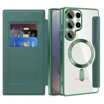 Husa MagSafe pentru Samsung Galaxy S25 Ultra S938 Techsuit SmartMag Book (Verde)
