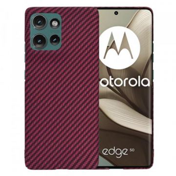 Husa Techsuit Carbonite FiberShell pentru Motorola Edge 50, Rosu