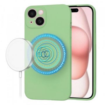 Husa MagSafe pentru Apple iPhone 15, Techsuit, SoftFlex, Verde Deschis