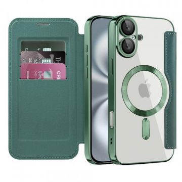 Husa MagSafe pentru Apple iPhone 16, Techsuit, SmartMag Book, Verde