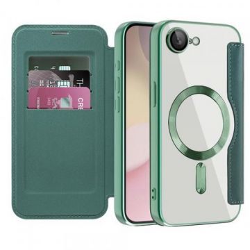 Husa MagSafe pentru Apple iPhone 16e, Techsuit, SmartMag Book, Verde