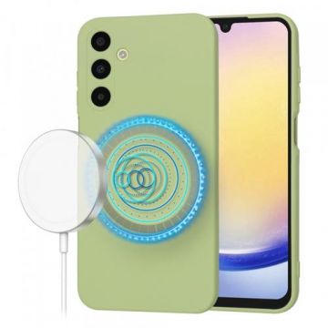 Husa MagSafe pentru Samsung Galaxy A25 A256, Techsuit, SoftFlex, Verde Inchis