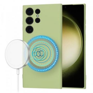 Husa MagSafe pentru Samsung Galaxy S23 Ultra S918, Techsuit, SoftFlex, Verde Inchis