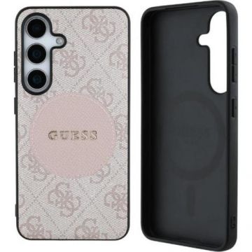 Husa Protectie Spate Guess 4G Round Patch Classic Logo, MagSafe, pentru Samsung Galaxy S25 Plus (Roz)