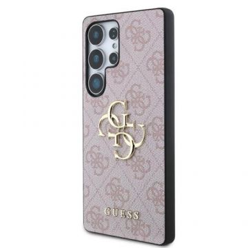 Husa Protectie Spate Guess PU 4G Metal Logo pentru Samsung Galaxy S25 Ultra (Roz)