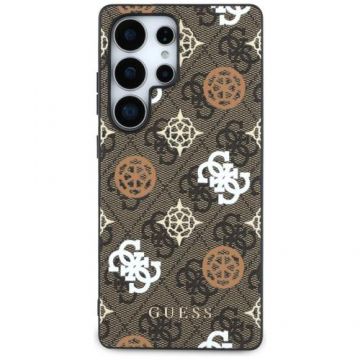 Husa Protectie Spate Guess PU 4G Peony, MagSafe, pentru Samsung Galaxy S25 Ultra (Maro)