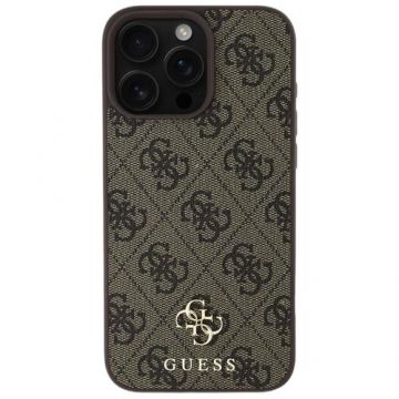 Husa Protectie Spate Guess PU 4G Small Metal Logo, MagSafe, pentru iPhone 16 Pro (Maro)