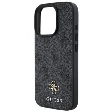 Husa Protectie Spate Guess PU 4G Small Metal Logo, MagSafe, pentru iPhone 16 Pro Max (Gri)