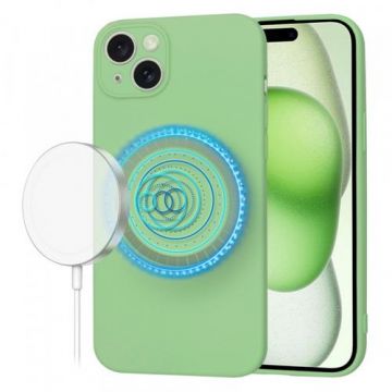 Husa MagSafe pentru Apple iPhone 15 Plus, Techsuit, SoftFlex, Verde Deschis