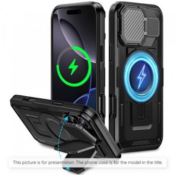 Husa MagSafe pentru Apple iPhone 17 Pro, Techsuit, CamVault, Neagra