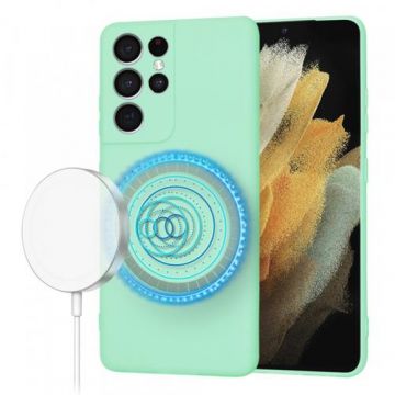 Husa MagSafe pentru Samsung Galaxy S21 Ultra 5G G998, Techsuit, SoftFlex, Verde Deschis