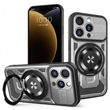 Husa pentru Apple iPhone 15 Pro Max, Techsuit RuggedCam (Gri/Negru)