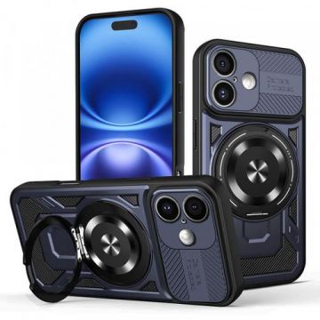 Husa pentru Apple iPhone 16 Plus, Techsuit RuggedCam (Albastu/Negru)