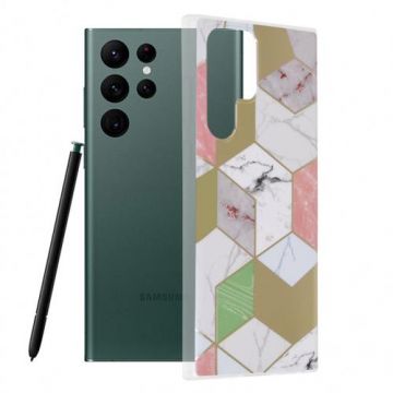 Husa pentru Samsung Galaxy S22 Ultra 5G S908, Techsuit, Marble (Mov)