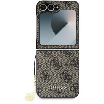 Husa Protectie Spate Guess 4G Charms pentru Samsung Galaxy Z Flip6 (Maro)