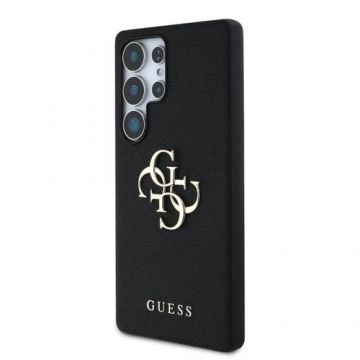 Husa Protectie Spate Guess PU Grained 4G Metal Logo pentru Samsung Galaxy S25 Ultra (Negru)