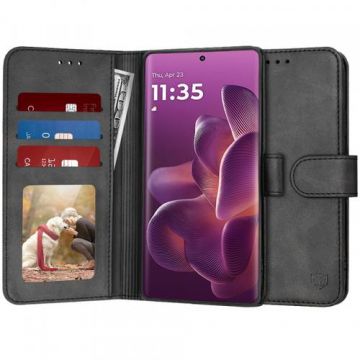 Husa Techsuit Diary Book pentru Motorola Edge 60 Pro, Neagra