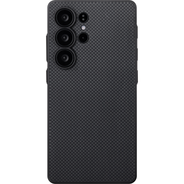 Pitaka Husa Pitaka PIN Button, Aramida, pentru Samsung Galaxy S25 Ultra, Negru/Gri