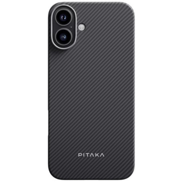 Pitaka Husa Pitaka Ultra-Slim Aramida Magsafe compatibila cu iPhone 16, Negru/Gri