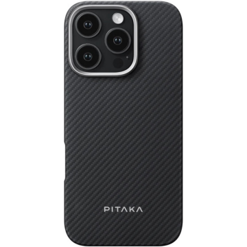 Pitaka Husa Pitaka Ultra-Slim Aramida Magsafe pentru iPhone 16 Pro, Negru/Gri