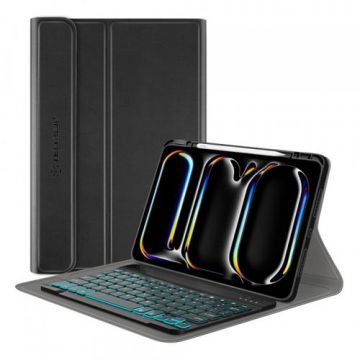 Husa cu Tastatura pentru Apple iPad Pro 11 (2024) Techsuit CozyTab (Negru)