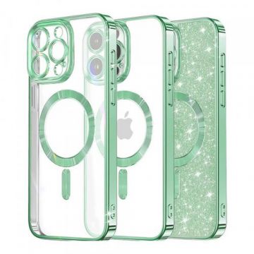 Husa MagSafe pentru Apple iPhone 15 Pro Max, Techsuit, Luxury Glitter, Verde Deschis