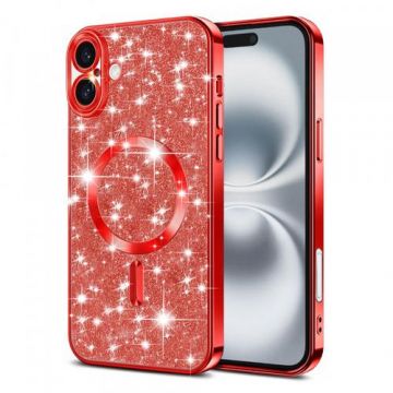 Husa MagSafe pentru Apple iPhone 16 Plus Techsuit Luxury Glitter (Rosu)