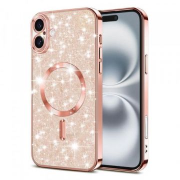 Husa MagSafe pentru Apple iPhone 16 Plus Techsuit Luxury Glitter (Roz)