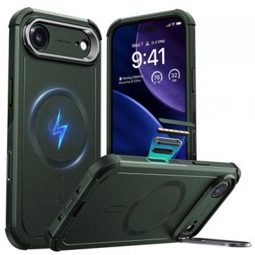 Husa MagSafe pentru Apple iPhone 17 Air, ESR, Cyber Armor Kickstand, Verde