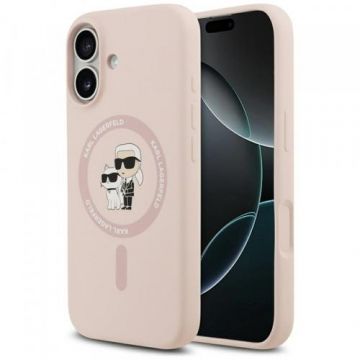 Husa MagSafe pentru Apple iPhone 17, Karl Lagerfeld, Ring Karl&Choupette, Roz