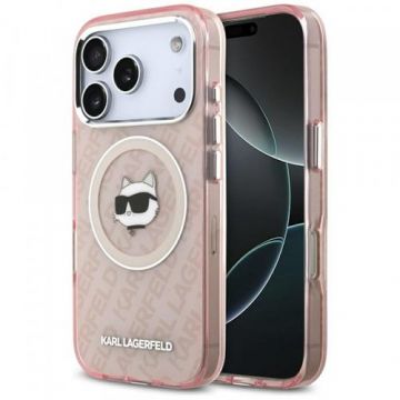 Husa MagSafe pentru Apple iPhone 17 Pro, Karl Lagerfeld, IML Choupette`s Head, Roz