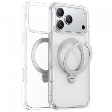 Husa MagSafe pentru Apple iPhone 17 Pro Max, Torras, Ostand Spin (Transparent)