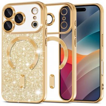 Husa MagSafe pentru Apple iPhone 17 Pro, Techsuit, Luxury Glitter, Aurie