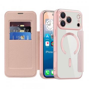 Husa MagSafe pentru Apple iPhone 17 Pro, Techsuit, SmartMag Book, Roz
