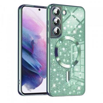 Husa MagSafe pentru Samsung Galaxy S22 5G S901, Techsuit, Luxury Glitter, Verde Deschis