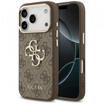 Husa pentru Apple iPhone 17 Pro, Guess, Big 4G Logo Classic, Maro Aurie