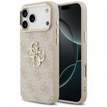 Husa pentru Apple iPhone 17 Pro Max, Guess, Big 4G Logo Classic, Roz Aurie